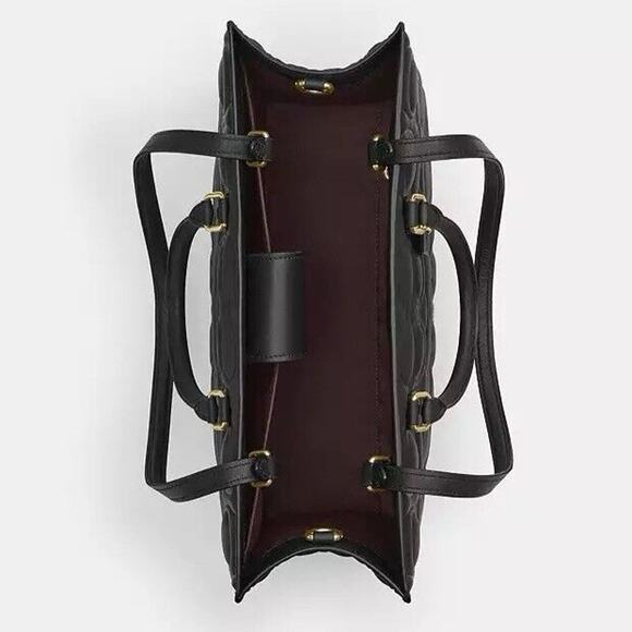 NWT Limited Coach Large Maggie Tote Bag In Blocked Signature Leather CY672 Black - Picture 6 of 15